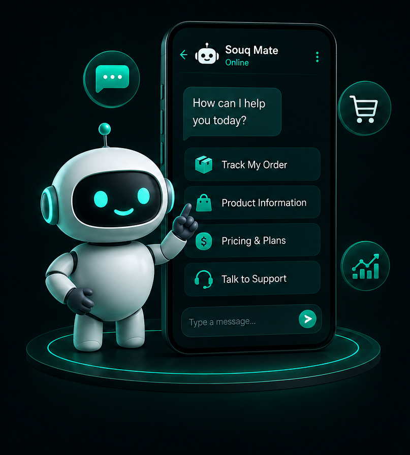 Key features of Souq Mate - AI customer support chatbot with lead capture and CRM integration